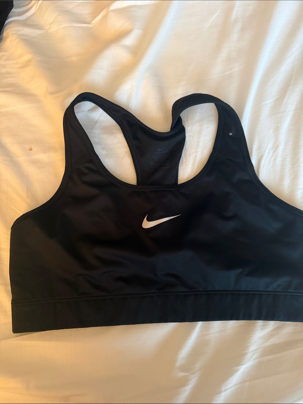 Nike Black Sports Bra with White Swoosh - Racerback Support